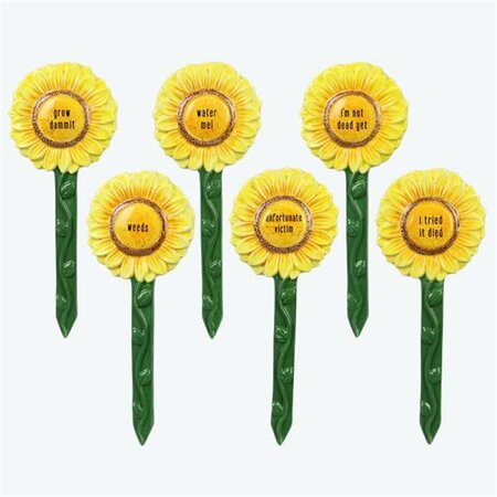 YOUNGS Ceramic Sunflower Stake, Assorted Color - 6 Piece 71429